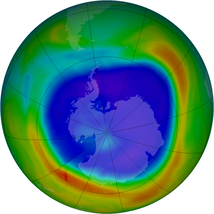 Antarctic ozone map for 09 September 2007